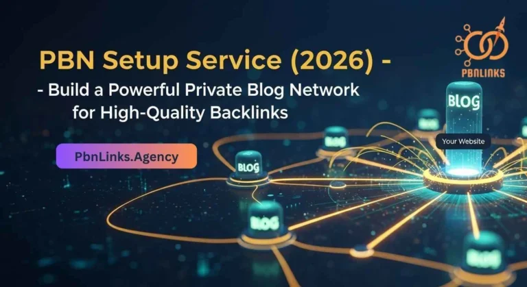 PBN setup service 2026 illustration showing network creation and high-quality backlinks
