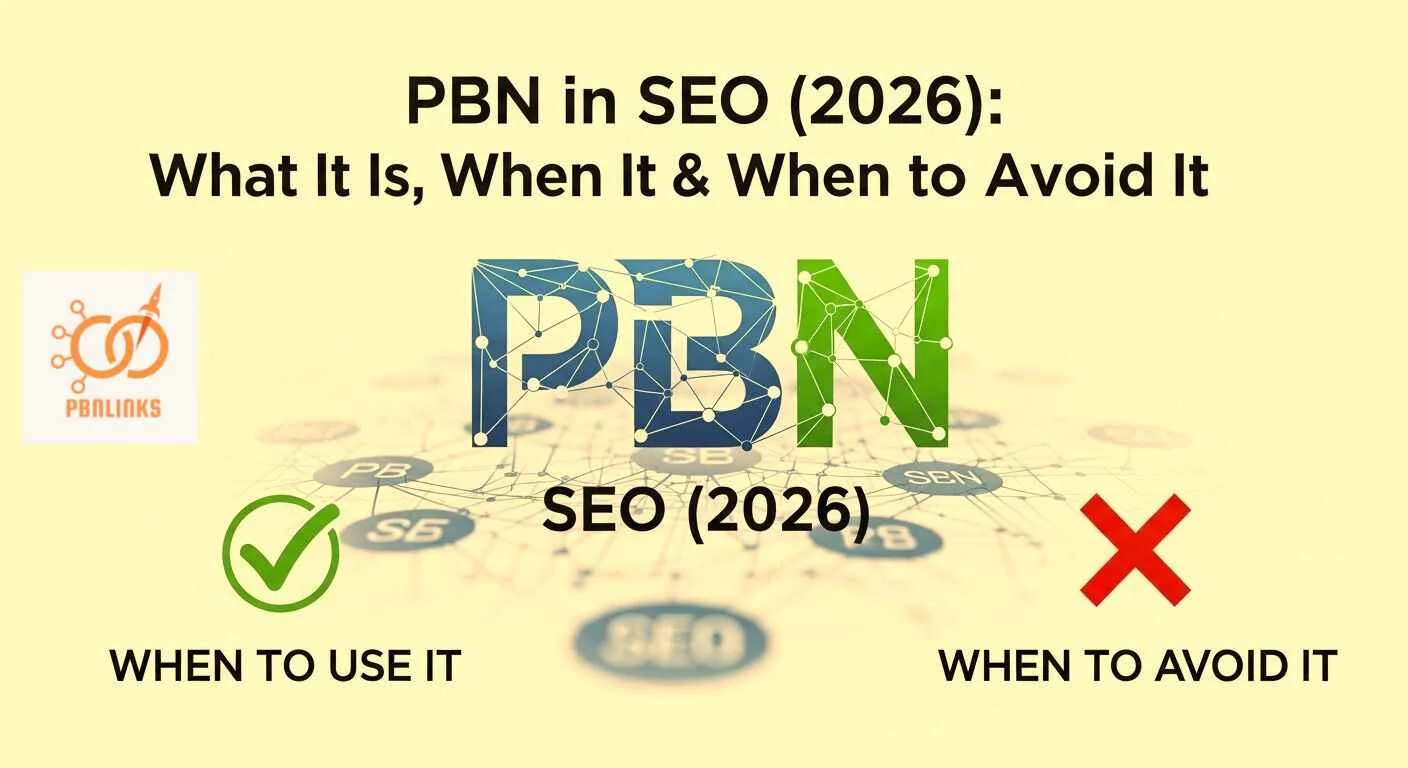 PBN in SEO 2026 concept showing when to use and avoid private blog networks.
