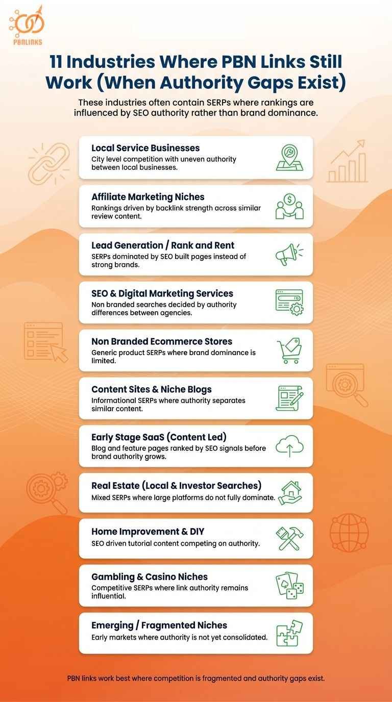 11 Industries Where PBN Links Still Work Well infographic
