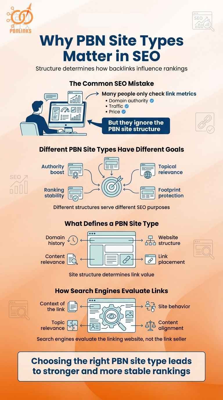 What PBN Site Types Are and Why They Matter infographic