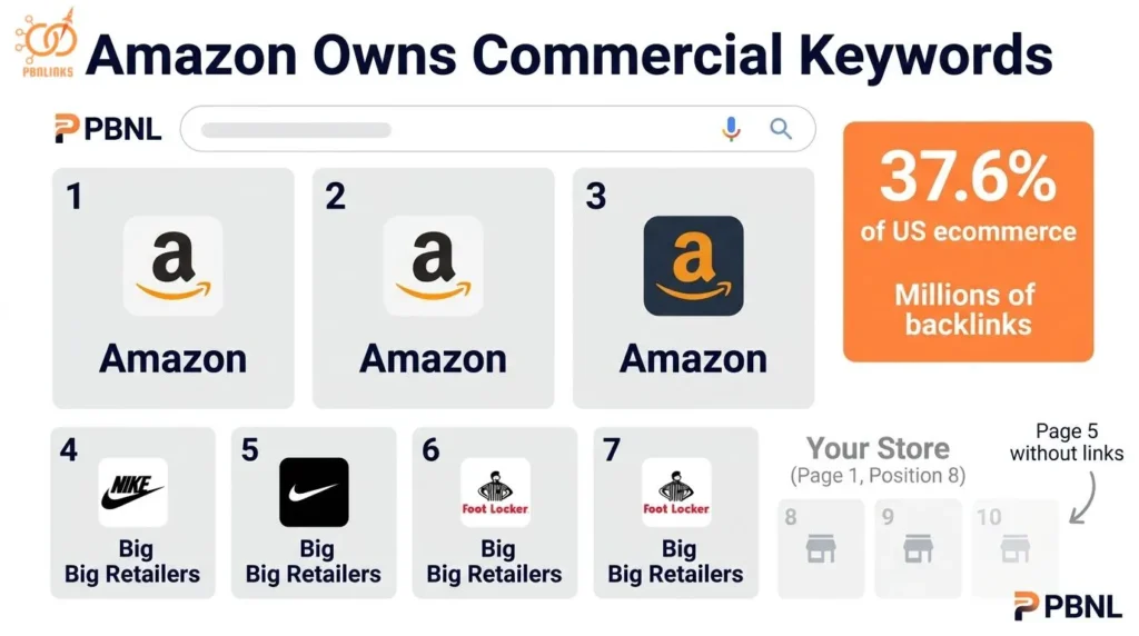 amazon dominance commercial search serps