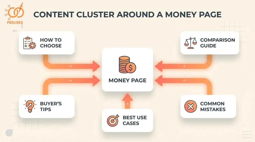 content cluster around money page