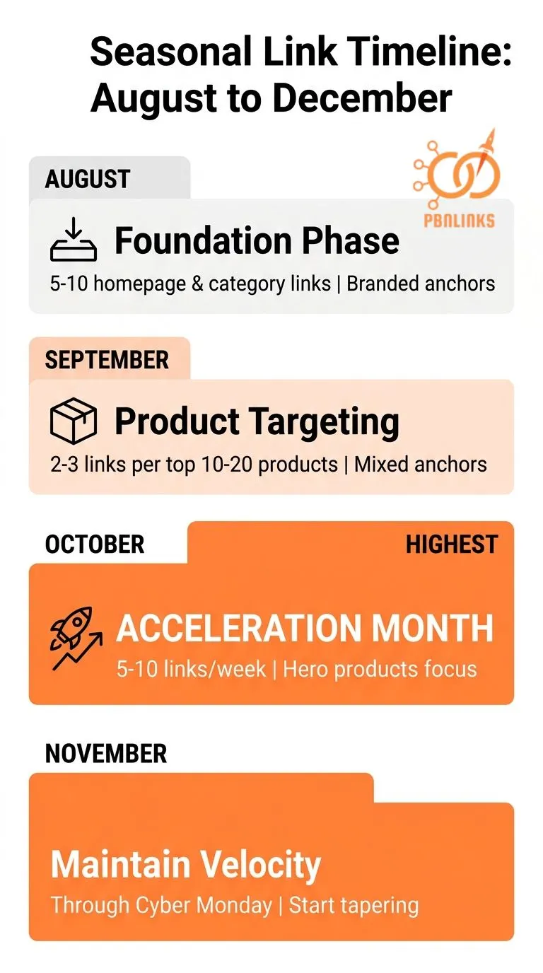 ecommerce q4 seasonal pbn link timeline infographic