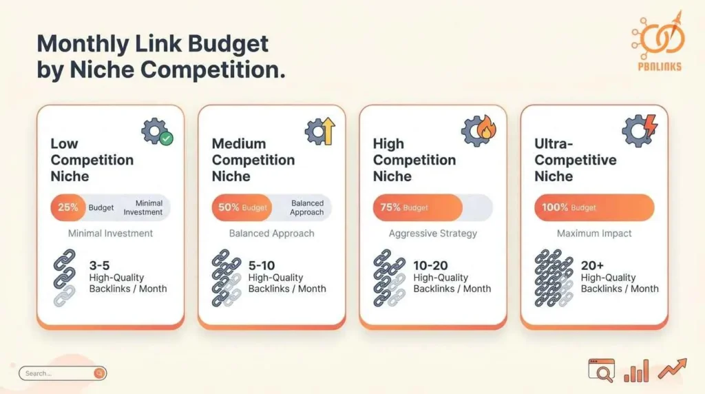monthly link budget by niche competition