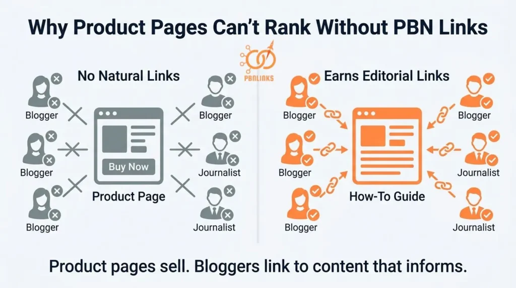 product pages no natural backlinks problem