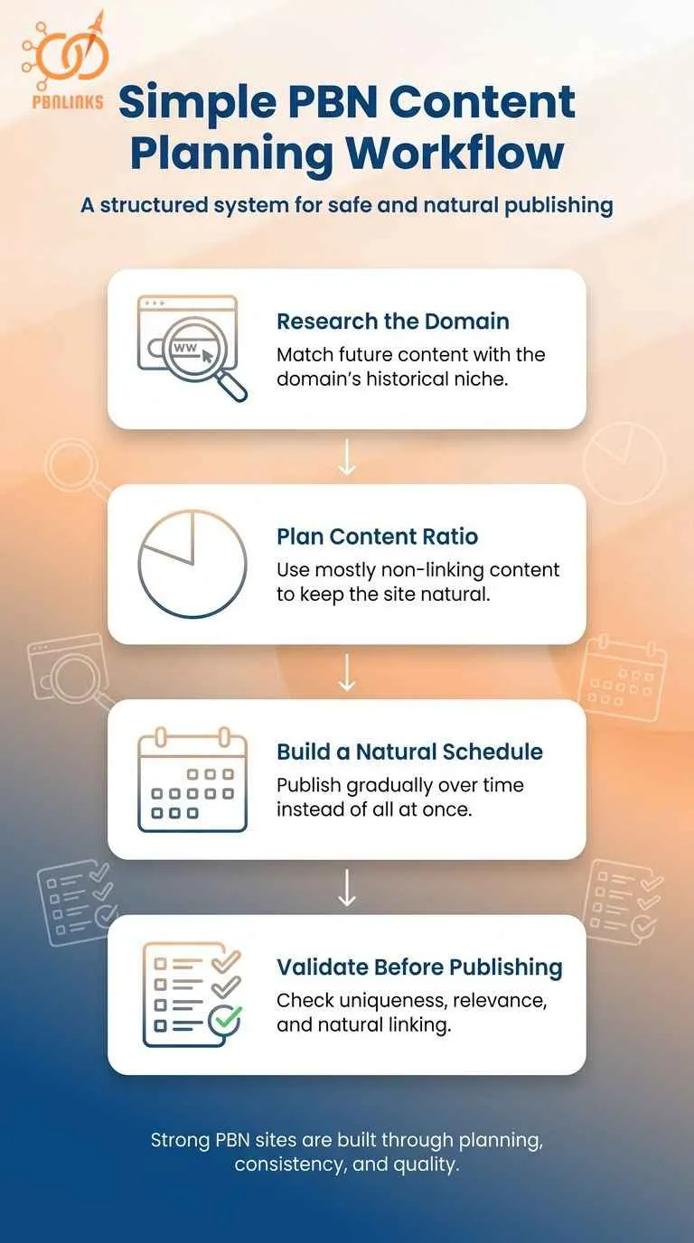 A Simple Step-by-Step Content Plan for Any PBN Site infographic