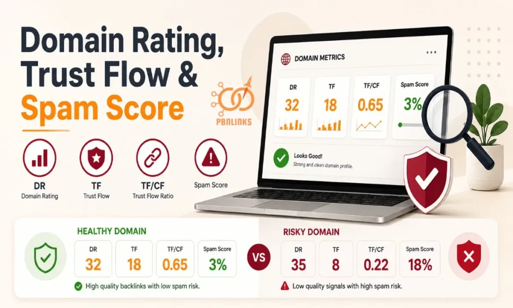 Domain Rating Trust Flow and Spam Score