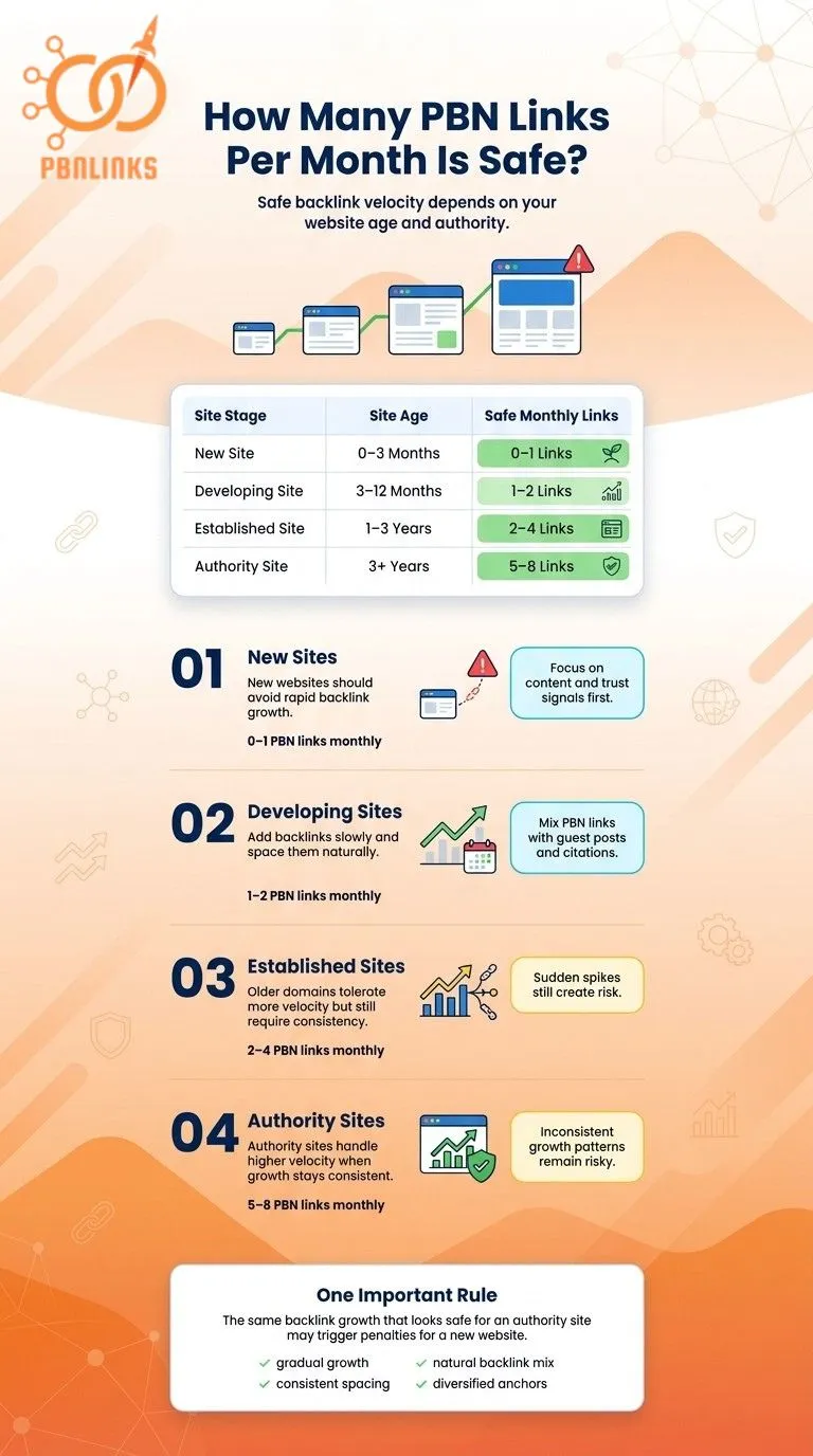 How Many PBN Links Per Month infographic