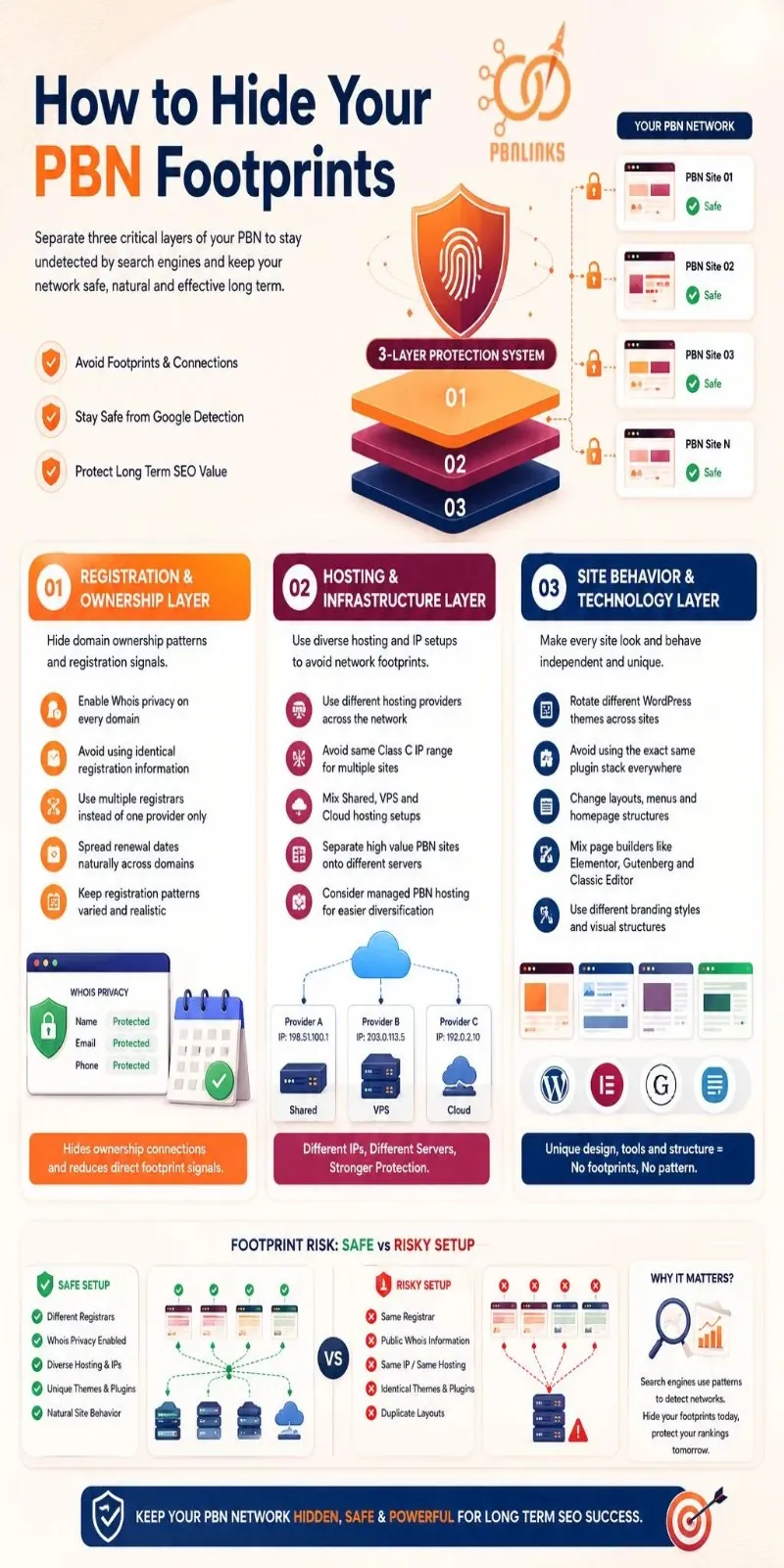 How to Hide Your PBN Footprints infographic
