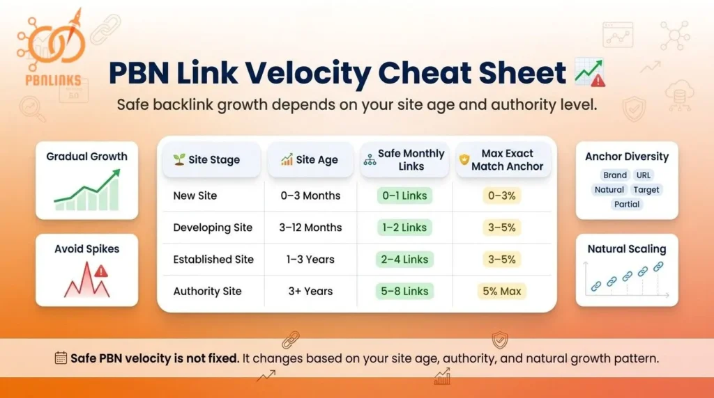 PBN Link Velocity Cheat Sheet