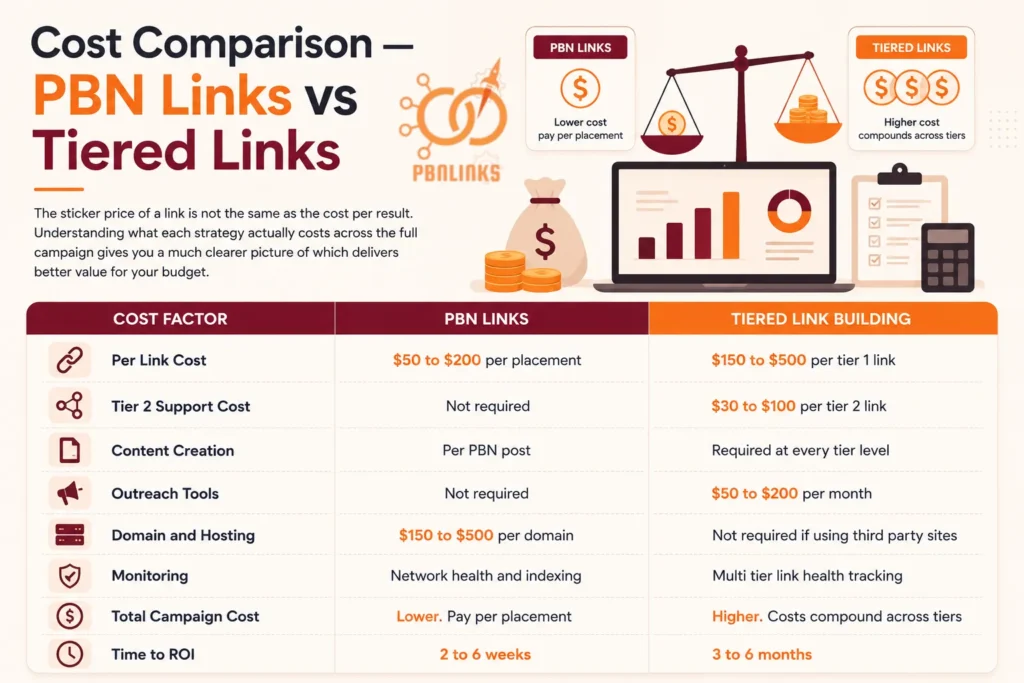 Cost Comparison — PBN Links vs Tiered Links