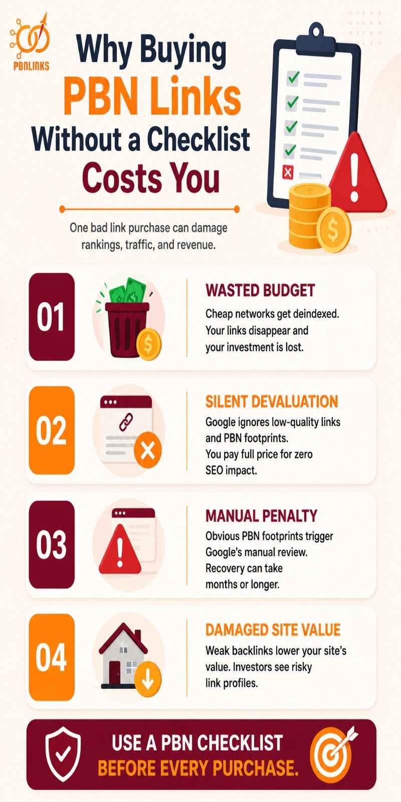 Why Buying PBN Links Without a Checklist Costs You infographic