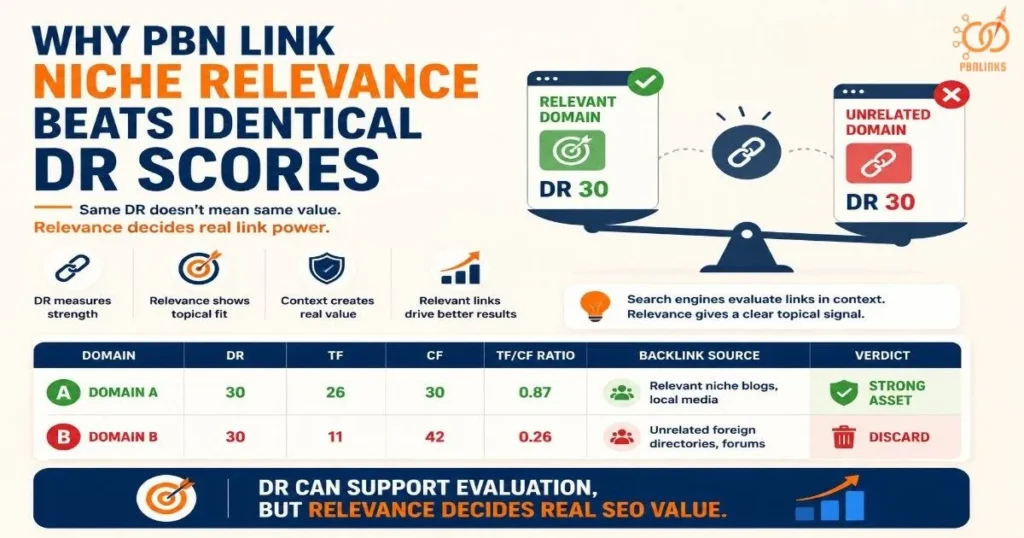 Why PBN Link Niche Relevance Beats Identical DR Scores