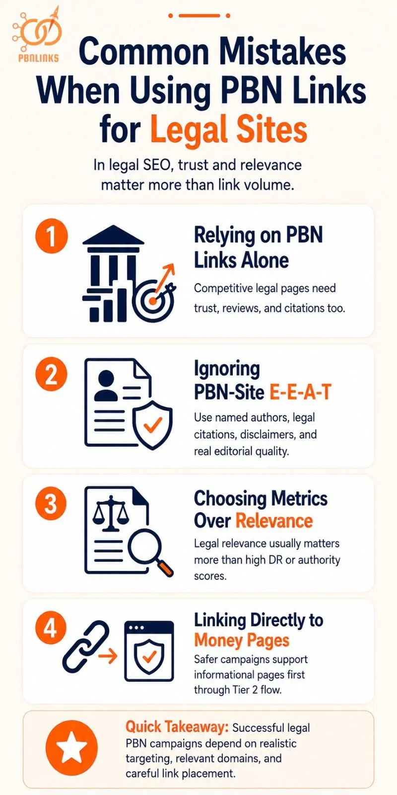 Common Mistakes When Using PBN Links for Legal Sites Infographic