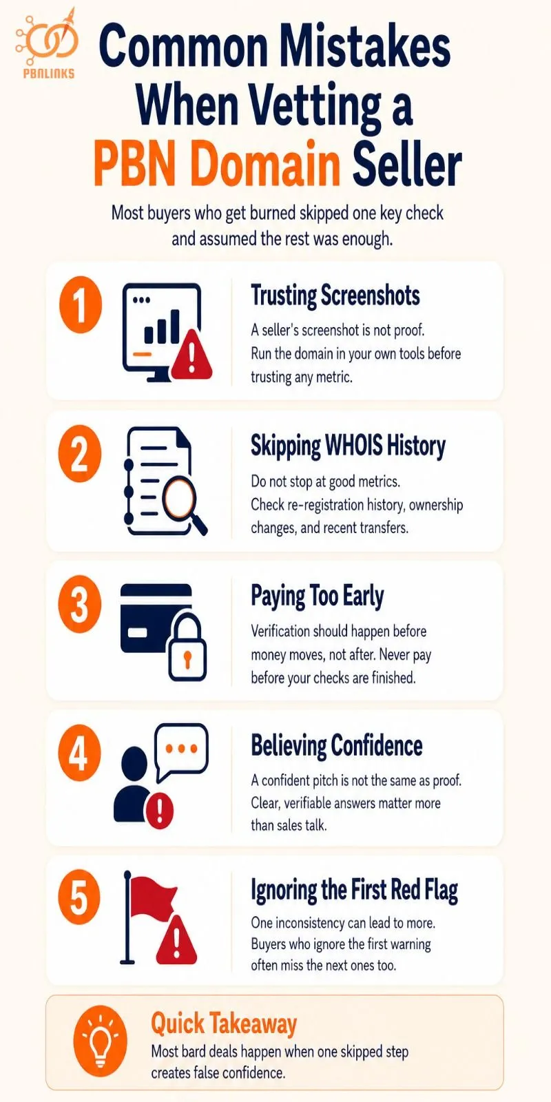 Common Mistakes When Vetting a PBN Domain Seller infographic