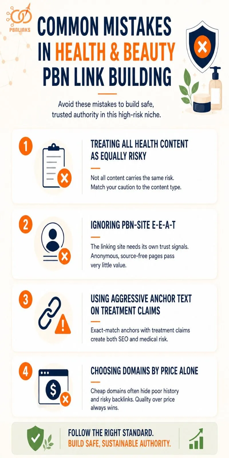 Common Mistakes in Health and Beauty PBN Link Building infographic