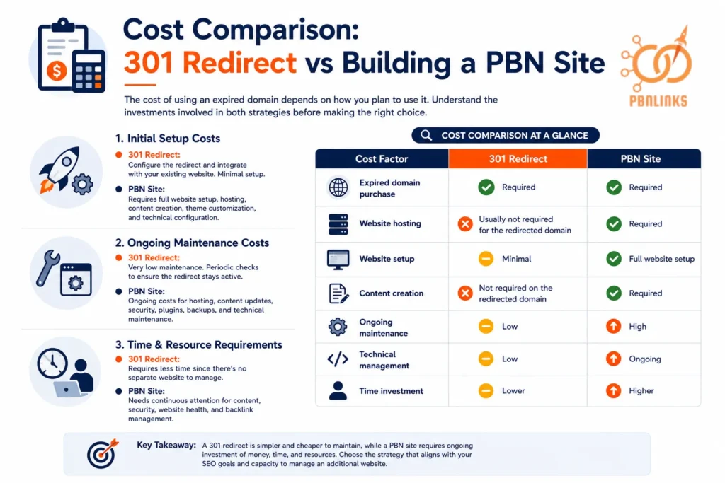 Cost Comparison 301 Redirect vs Building a PBN Site