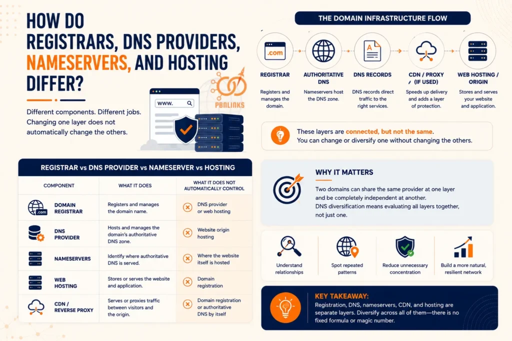 How Do Registrars  DNS Providers Nameservers and Hosting Differ