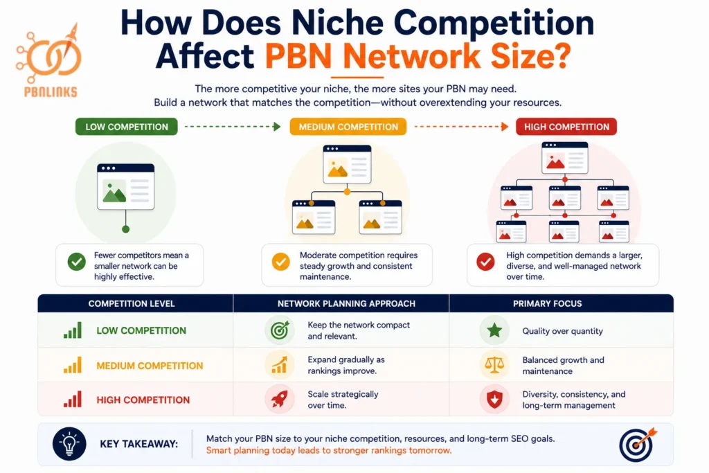 How Does Niche Competition Affect PBN Network Size