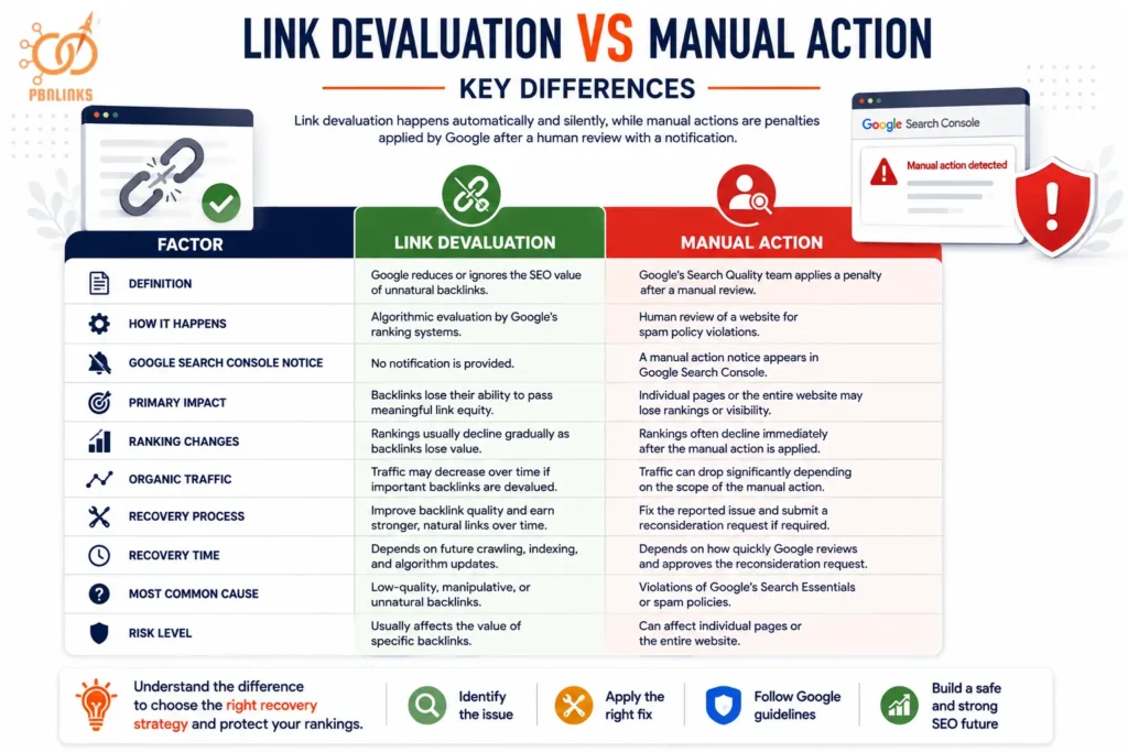 Link Devaluation vs Manual Action Key Differences
