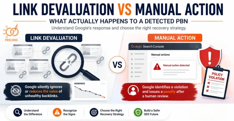 Link Devaluation vs Manual Action Guide Explaining Google's Response to Detected PBN Links