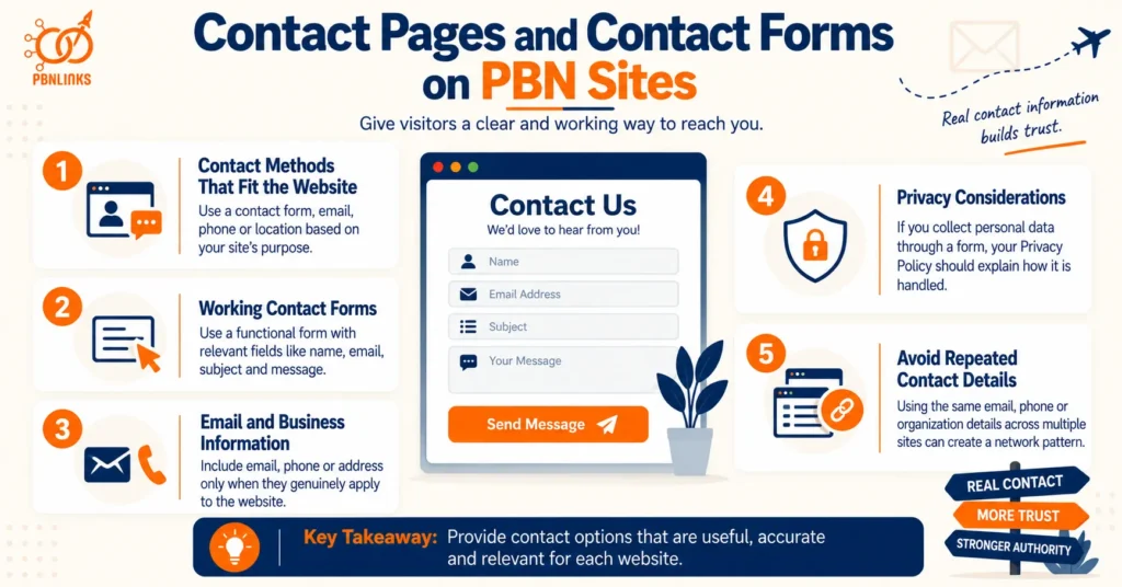Contact Pages and Contact Forms on PBN Sites