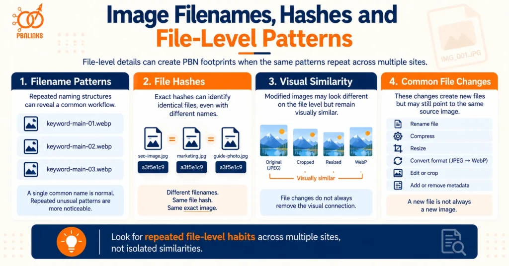 Image Filenames, Hashes and File-Level Patterns