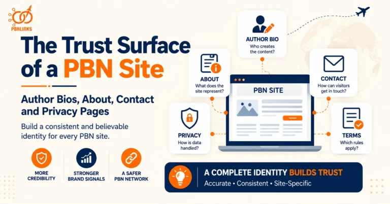 PBN Site Trust Pages Guide Covering Author Bios About Contact and Privacy Pages