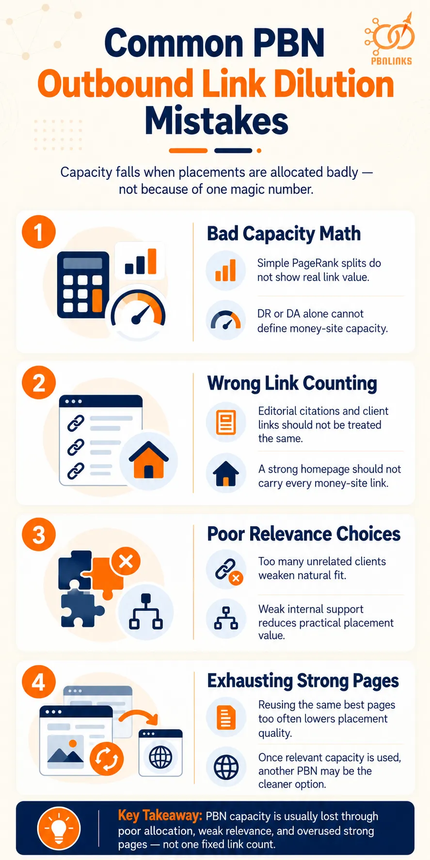 Common PBN Outbound Link Dilution Mistakes infographic