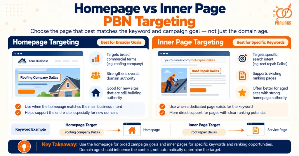 Homepage vs Inner Page PBN Targeting blog